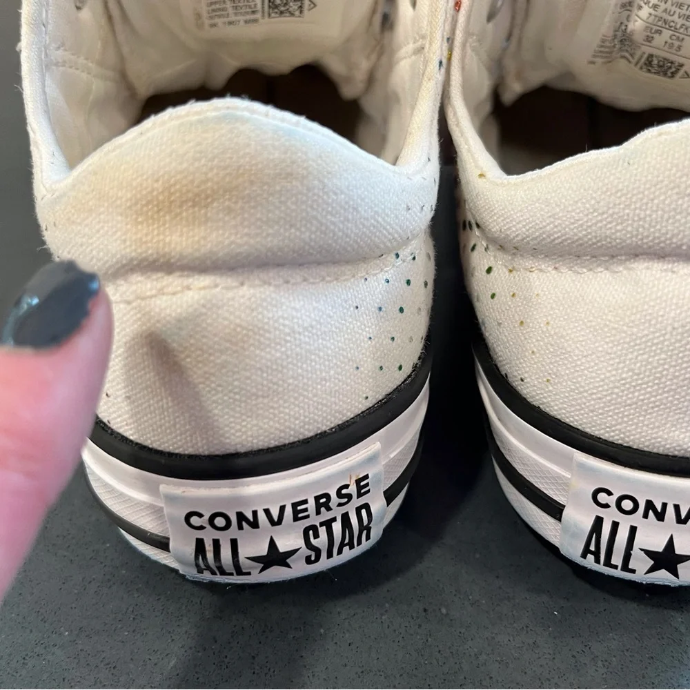 Converse All Star Y1 white rainbow glitter sneakers